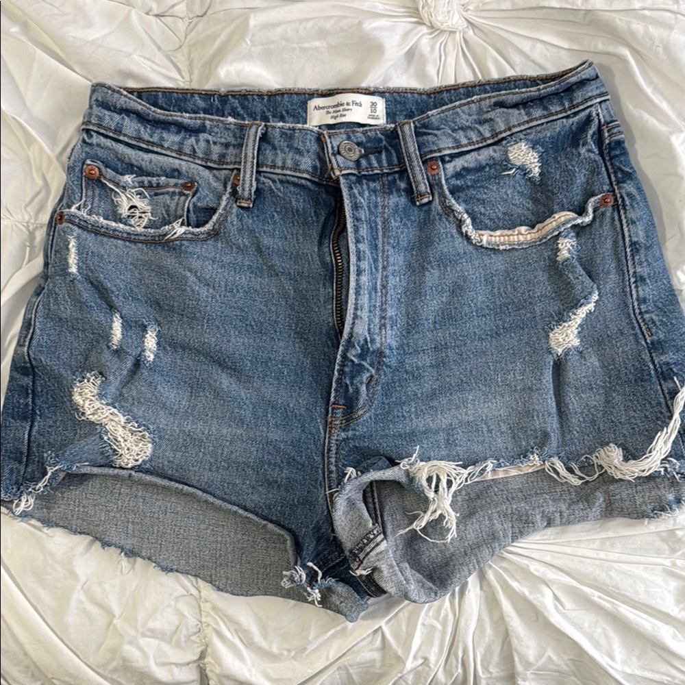 2/$18 Abercrombie & Fitch Blue Jean Shorts Distressed High-Waisted